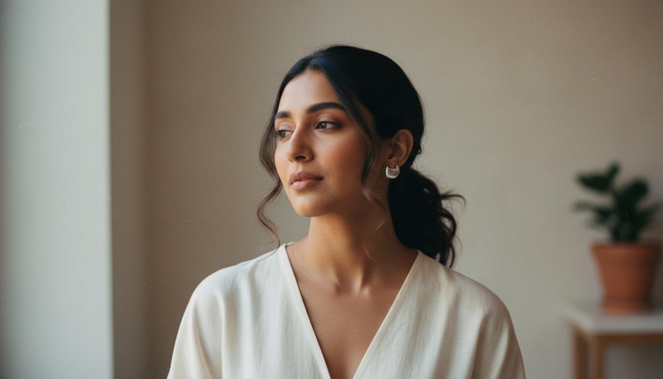 Woman in serene setting